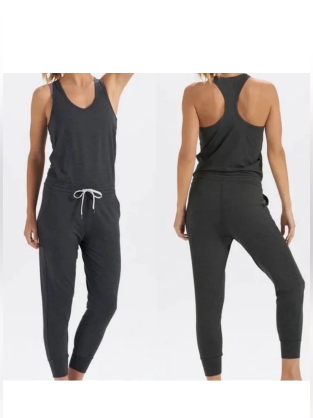 Vuori Lux Drawstring Jogger Jumpsuit S/M Dark Heather Gray